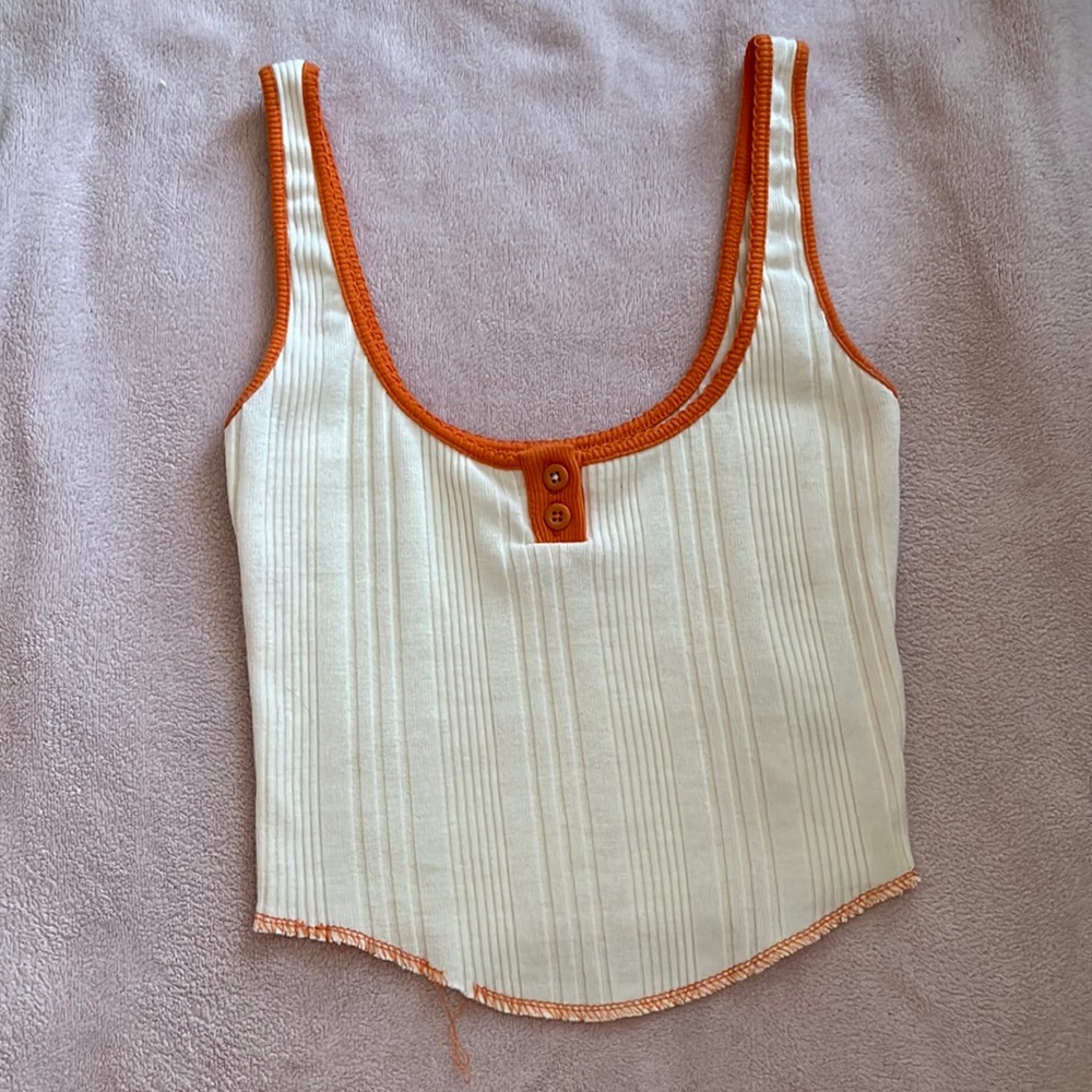 Urban Outfitters crop top, ivory cream and orange